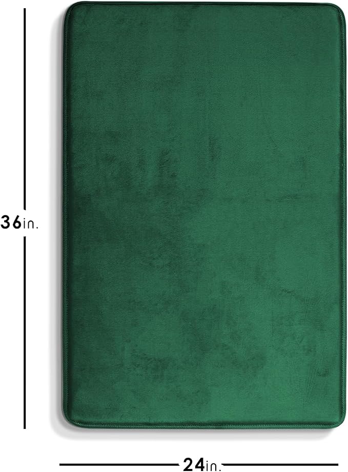 Clara Clark Bathroom Rugs, Velvet Memory Foam Bath Mat, Non-Slip Bath Rugs, Machine Wash, Dries Quickly, Ultra Soft Plush Bath Mats for Bathroom, 24 x 36, Hunter Green
