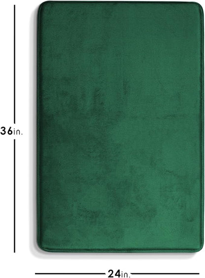Clara Clark Bathroom Rugs, Velvet Memory Foam Bath Mat, Non-Slip Bath Rugs, Machine Wash, Dries Quickly, Ultra Soft Plush Bath Mats for Bathroom, 24 x 36, Hunter Green