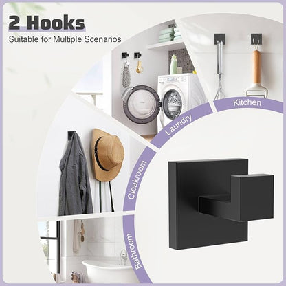 Matte Black Towel Bar Set 5-Piece Bathroom Hardware Accessories Set,23.6 Inch Modern Towel Holder Set SUS304 Stainless Steel Towel Rack Set for Bathroom,Wall-Mounted
