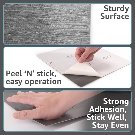 Art3d 30-Pack Peel and Stick Flooring Wood Planks, 12 x 12 in, Grey Oak | Premium Vinyl, Self-Adhesive, Waterproof, Wood Grain, Fade-Resistant, Scratch-Proof, Ideal for Kitchen, Dining Room, Bedrooms