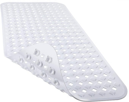 Yimobra Shower Mat, Bathtub Mat Non Slip, Big Drain Holes, 28x16, White | Strong Suction Cups, Anti Slip Bath Tub Mat for Inside Shower, Machine Washable Fast Drying, Bathroom Essentials