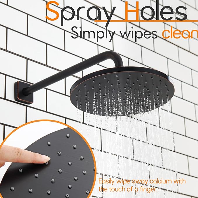 10-Inch Overhead Rain Shower Head High Flow Large Waterfall Shower Head 2.5 GPM with Adjustable Swivel Angle, Oil-Rubbed Bronze SH001ORB-D10