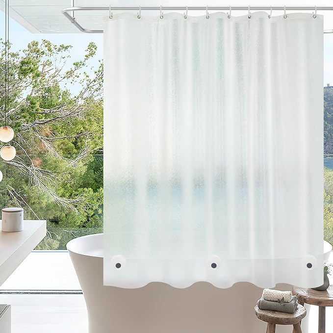 Seenus 60 x 60 inch Small EVA Frosted Shower Curtain Liner, Bpa-Free Shower Curtain Short with 3 Extra-Large Magnets, Waterproof Vinyl Bathroom Window Curtain Translucent for Privacy