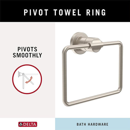 DELTA FAUCET NIC64-DN Nicoli 4-Piece Bath Hardware Set 18 to 24 in. Towel Bar, Toilet Paper Holder, Towel Ring, Towel Hook in Brushed Nickel