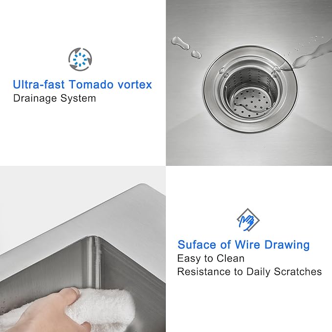 18"x18" Drop-In Single Bowl Sink 304 Stainless Steel 1-Hole | 18 inch Drop-in Kitchen Sink | 304 SS Brushed | 1-hole | 9" Deep Basin | Single Bowl | Small Kitchen/Prep