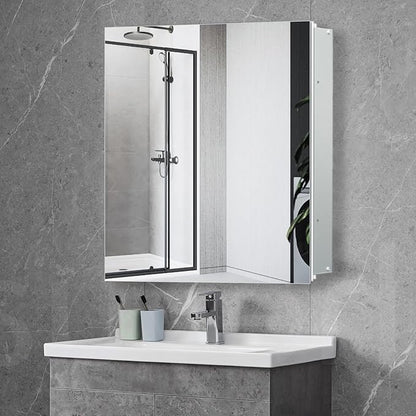 28x28 inch Medicine Cabinet Mirror with Storage, Aluminum Surface Mount or Recessed Medicine Cabinet with Adjustable Shelves for Bathroom Bedroom