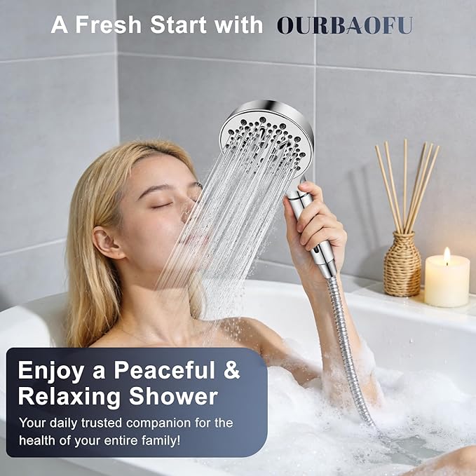 Filtered Shower Head with Handheld, High Pressure 7-Spd Showerhead | Shower Head with Stainless Hose,Water Softener Filter Beads for Hard Water,Remove Chlorine, Reduce Dry Itchy Skin