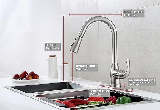 Frigidaire Alexis Single Handle Pull Down Kitchen Faucet, Brushed Nickel