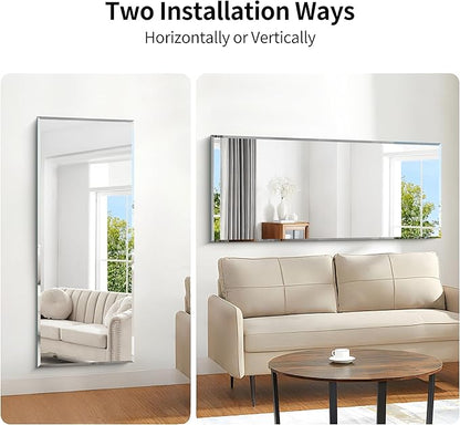 KOCUUY Beveled Mirror, 60x24 Inch Large Frameless Bathroom Mirror for Over Sink, Upgraded Shatterproof Beveled Unframed Design Mirror for Bathroom, Bedroom, Hang Horizontal/Vertical
