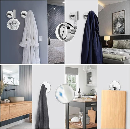 NearMoon Bathroom Hardware Set SUS 304 Thicken Stainless Steel-Towel Bar Set Include 16" Towel Rod, Toilet Paper Holder, Multifunctional Hooks Bathroom Accessories (Chrome Finish, 10 Pcs)