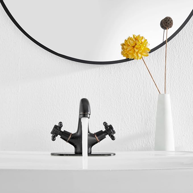 Bathroom Faucet Oil Rubbed Bronze GGStudy Bathroom Vanity Faucet Single Handle One Hole Bathroom Sink Faucet Basin with Cover Plate