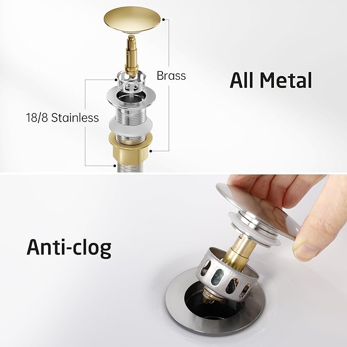KES Brushed Nickel Bathroom Faucet 3 Hole, Includes All Metal Bathroom Sink Drain Without Overflow, 8 Inch Widespread Bathroom Sink Faucet, Vanity Faucet with cUPC Supply Line, L4350LFF12-BS-C2