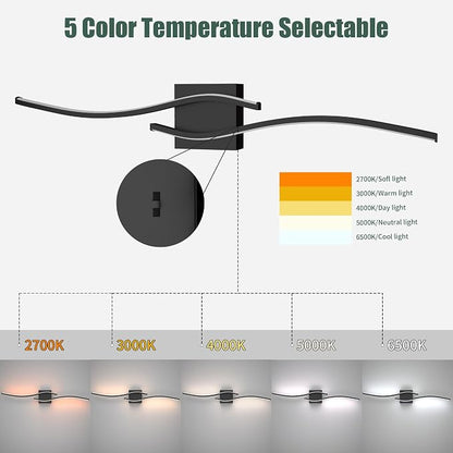 23inch Led Bathroom Vanity Light Bar, Matte Black 5CCT Dimmable 2700-6500K Vanity Lights for Bathroom, Modern Bathroom Light Fixtures Over Mirror Led Lighting Fixtures