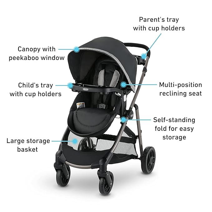 Graco Modes Element LX Travel System, 3-in-1 Modular Carseat Stroller Combo, Infant Car Seat Carrier to Toddler Stroller, Includes the SnugRide Lite LX Car Seat, Redmond