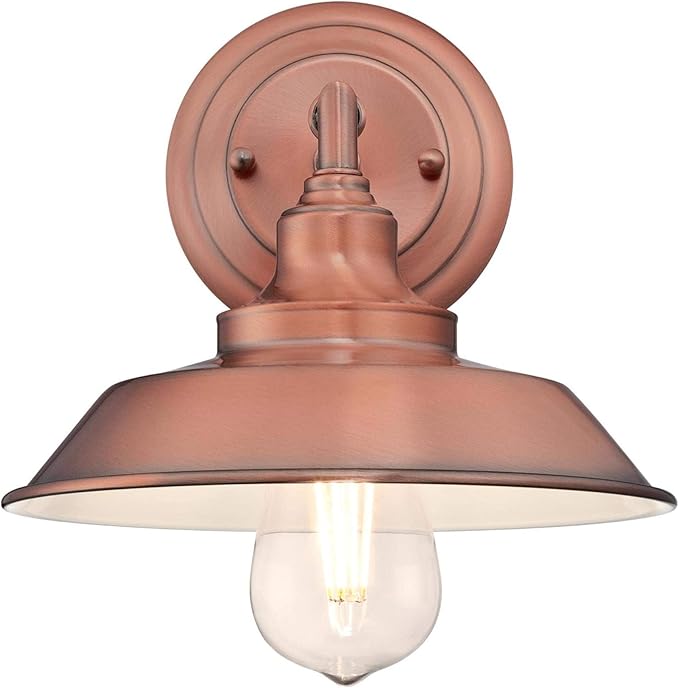 Westinghouse 6370400 Iron Hill Washed Copper One-Light Indoor Wall Fixture White