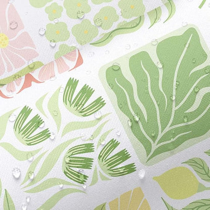 JAWO Sage Green Cute Boho Floral Shower Curtain, Colorful Abstract Floral Retro Aesthetic Shower Curtain for Bathroom, Funky Unique Waterproof Fabric Polyester Bath Curtains with Hooks,47Wx64H