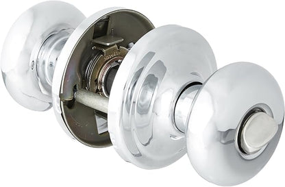 Kwikset Hancock Interior Privacy Door Knob with Lock, Door Handle For Bathroom and Bedroom, Polished Chrome Keyless Turn Lock Doorknob
