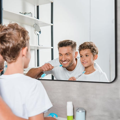 Bathroom Mirror, 60 x 30 inch Black Rectangle Wall Mirror, Metal Frame Rounded Corner Vanity Mirror, Large Wall Mounted Mirrors for Over Sink Bedroom Living Room Horizontal Or Vertical Mounting