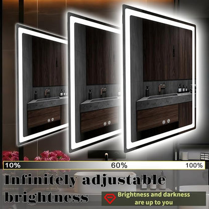 LTFUUAI 24"X32" LED Bathroom Mirror with Lights, Front & Back Light | Lighted Bathroom Mirror, Touch 3-Color Stepless Dimming, Wall Mounted, Anti-Fog Shatterproof, UL Listed