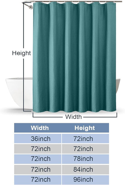 Turquoise Shower Curtain for Bathroom 78 Inches Long, 3D Embossed Textured Fabric Farmhouse Shower Curtain Soft Cloth, Water Repellent, Machine Washable, Hotel Style, 72" W x 78" L, Turquoise