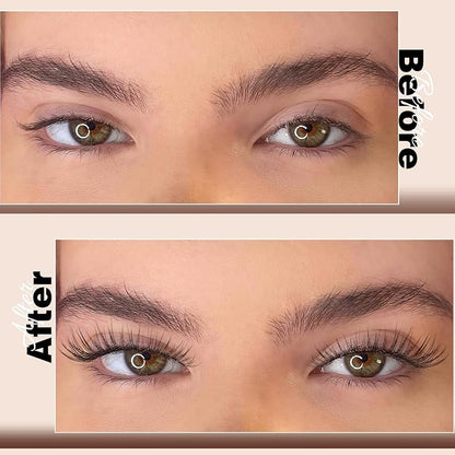 JMS&JMS Natural Lash Clusters Invisible Band Wispy Lashes for Beginner | Natural Spiky Individual Cluster Eyelashes, Thin Band DIY Lash Extensions, Matte Black Reusable Manga Lashes for Daily Makeup