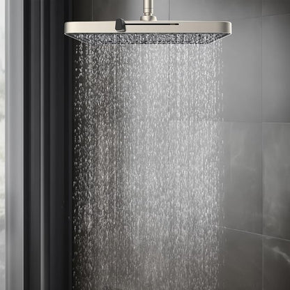 Hibbent cUPC Certified 5 Spray Modes Shower Head, 13'' High Pressure Large Rainfall Shower Head, High Flow Waterfall Bathroom Fixed Showerheads, Adjustable Swivel Ball Joint, Brushed Nickel