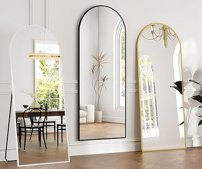 Dewfig Mirror Full Length, 64"X20" Arched Floor Mirror, Gold | Aluminum Alloy Frame Full Body Mirror, HD Shatterproof Tempered Glass, Lean/Stand/Wall for Living Room,Bedroom, Dressing Room