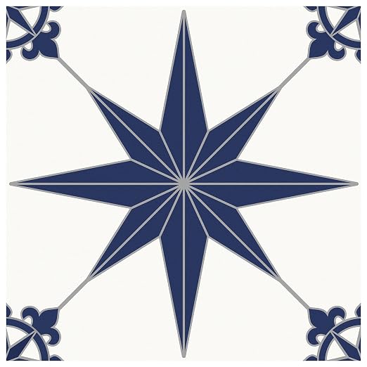 MORCART 20PCS 7.87" x 7.87" Peel and Stick Floor Tile, Blue Star | Self-Adhesive DIY Vinyl Flooring, Removable and Waterproof Tile Sticker for Bathroom, Kitchen, Wall, Bedroom, Stairs