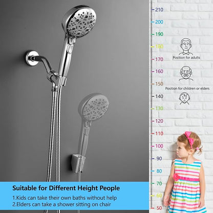 Shower Head with Handheld, 9-Setting High Pressure Shower head with handhelds, Built-in Handheld Power Spray, 79in Extra Long Stainless Steel Hose & Shower Head Holder–Lower Mounting