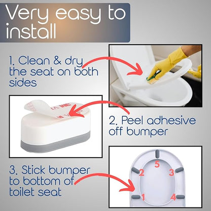 Toilet Seat Bumpers for Use with Bidet - Stops Sliding & Wobbling - Distributes Weight Evenly to Prevent Damage to Seat or Bowl - Premium Adhesive Pads - 5pk