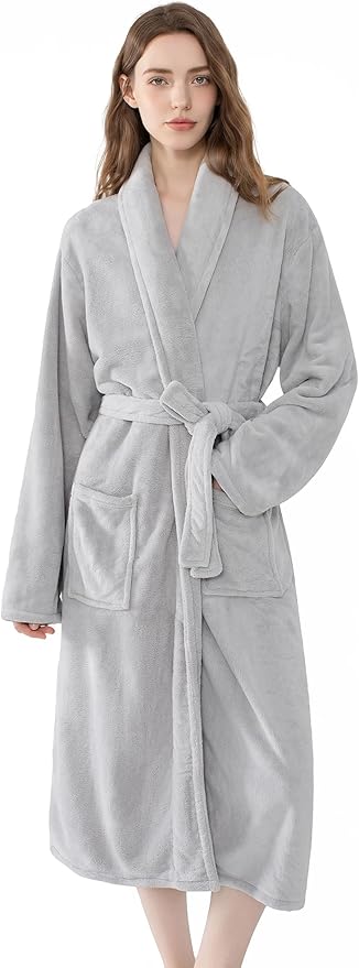 Soft Robe For Women，Warm Plush Bath Robes Female，Spa Towel After Shower Lightweight Long Bathrobe