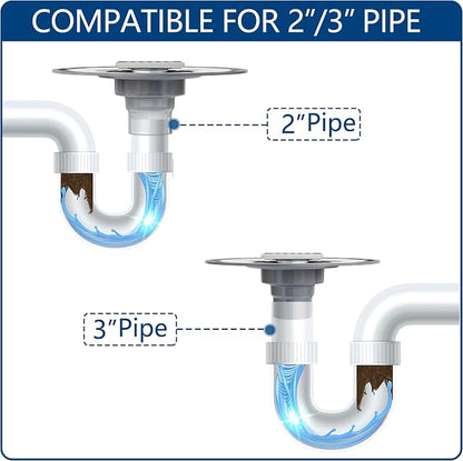 Neodrain 4" Brushed Square Shower Drain with Removable Grate & Drain Key | 304 Stainless Steel Floor Drain , PVC Bonding Flange Base with Anti-Wicking Fabric, for Low Profile Shower Pan