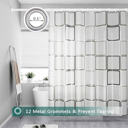 Shower Curtain Liner, Big Square Waterproof PEVA Shower Curtains with 3 Duty Heavy Bottom Magnets and 12 Rust Proof Grommets, 72x72 Weighted Shower Liner for Shower Stall, Bathtubs