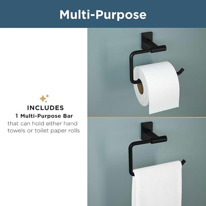 Franklin Brass Kildare (1-Pack) Toilet Paper Holder, Euro Single Post Tissue Roll Wall Mount TP Storage, Matte Black Bathroom Decor, Accessories KLD50-MB