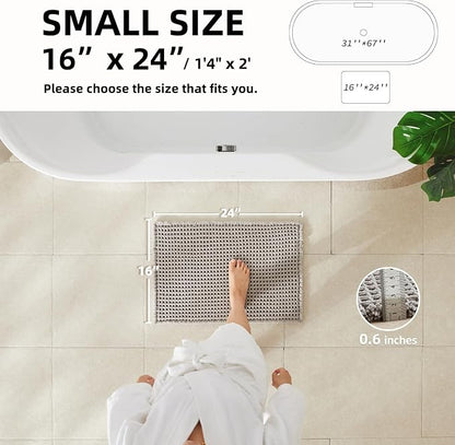 TYUU Waffle Bath Mat, Small Boho Bathroom Rugs Non Slip 24x16 Light Grey | Super Absorbent Quick Dry Bath Rug, Non-Slip Backing, Soft Waffle Washable Farmhouse Bathroom Mats, Tub, Shower & Home Decor