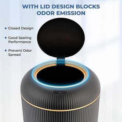Pukomc Smart Sensor Wastebasket, Convenient and Hygienic Easy to Use | Technology Sensor Waterproof Wastebasket Plastic Trash Can for Kitchen, Bathroom, Bedroom, Living Room, Office and Outdoor