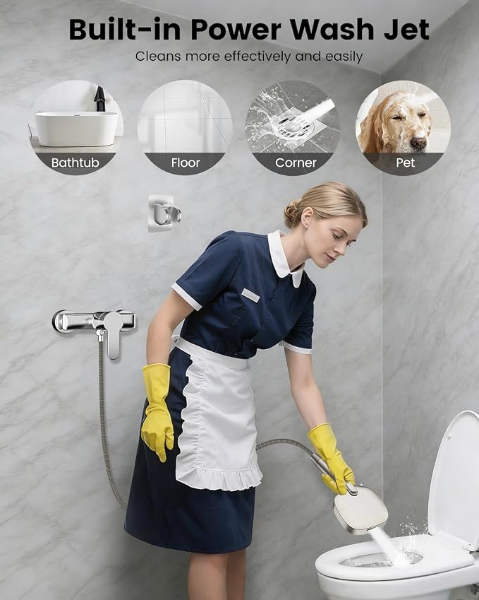 Filtered Shower Head with Handheld, High Pressure 7 Mode Handheld Shower Head with Hose and Filters for Hard Water, Built-in Power Wash to Clean Tub, Remove Chlorine - Reduce Dry Itchy Skin