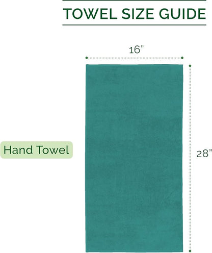 Elegant Comfort Luxury 100% Turkish Cotton Corduroy Ribbed 4 Pack Hand Towel Set 16 x 28 Inch - Absorbent, Super Soft, Quick Dry, Premium Towels for Bathroom, Gym, Spa and Hotel Use, Turquoise
