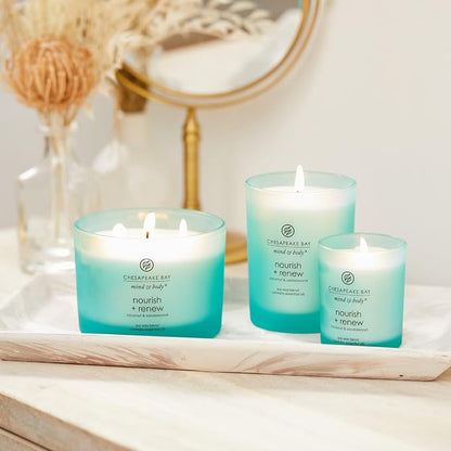 Chesapeake Bay Candle Mind & Body 3-Wick Coffee Table Jar Candle Nourish + Renew (Coconut & Sandalwood)