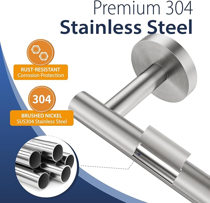 5-Piece Brushed Nickel Bathroom Towel Bar Set,24" Bathroom Hardware Kit | Total 26 Inch Towel Racks for Bathroom Wall Mounted,SUS304 Stainless Steel Towel Bar for Bathroom, Kitchen, Laundry