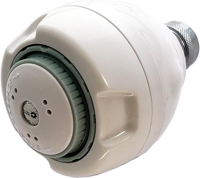 Shower Pro Massage White Showerhead 1.75 with pressure compensating flow controller, super low flow 1.75 gpm