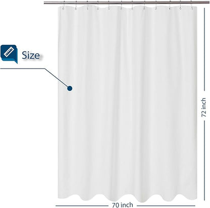 Barossa Design Soft Light-Weight Microfiber Fabric Shower Liner or Curtain, Hotel Quality, Machine Washable, Water Repellent, White, 70 x 72 inches