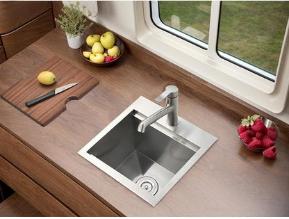 Bar Sink, 15 x 15 Inch Bar Sink Drop In, Stainless Steel Square Topmount Workstation Small Kitchen Sink, Single Bowl Kitchen Sink for Office Laundry Wet Bar Prep RV Outdoor Yard