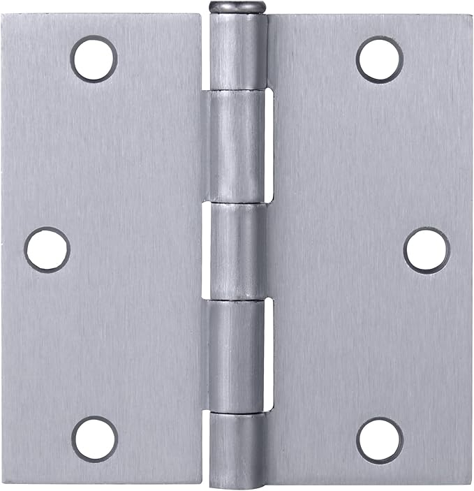 Design House 9-Pack Brushed Chrome Interior Door Hinges – 3.5-inch x 3.5-inch – Square Corner Radius Steel Door Hinge – Fits Standard Doors – Design House 185918