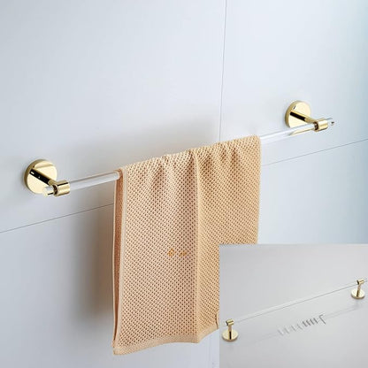 3 Pieces Bathroom Accessories Hardware Set Wall Mounted,Towel Rack 16 inches+Toilet Paper Holder+Hook,Acrylic and Brass,Gold Towel Bar Set SHUNLI