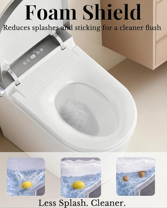 Luxury Smart Toilet with Bidet Built In, Auto Open/Close Lid & Seat, Blackout Flush, Foam Shield, Odor Control, ADA Comfort Height One Piece Elongated Toilet, Tank Built-In, Heated Seat