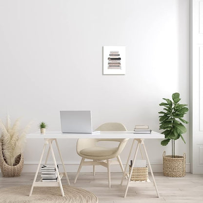 'Grey & Peach Bookstack'| Wall Plaque Art | Stupell Industries | 10 x 15 Inches, Easy to Hang and Sturdy, Made in USA, by Amanda Greenwood