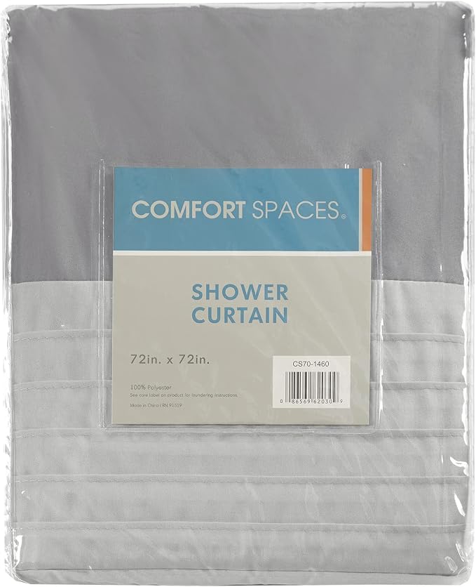 Comfort Spaces Windsor Bathroom Shower Pieced Ruffle Pattern Modern Elegant Microfiber Fabric Bath Curtains, 72x72, Gray | Microfiber, Adds Privacy, Machine Washable, OEKO-TEX Certified