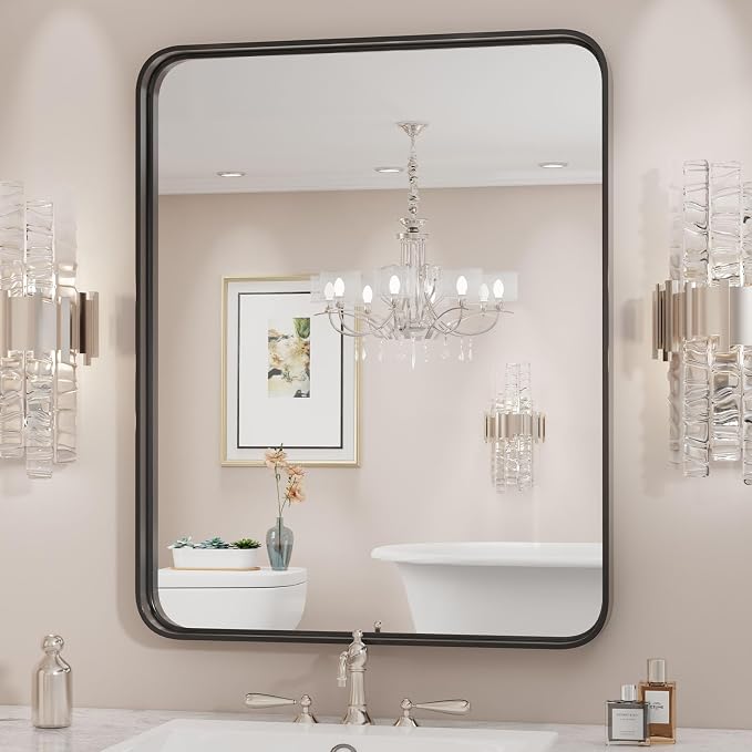 24"x 36" Black Bathroom Mirror for Sink, Rectangle Vanity Mirror | for Wall, Over Sink, Farmhouse, Restroom, Anti-Rust, Modern Decorative, Horizontal or Vertical Hanging