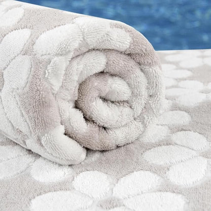 Soft Bath Towels 2 Pack, Super Absorbent Shower Towels 27.5x55 Inches | Cute Floral Jacquard Bathroom Set, Cotton, Light Beige
